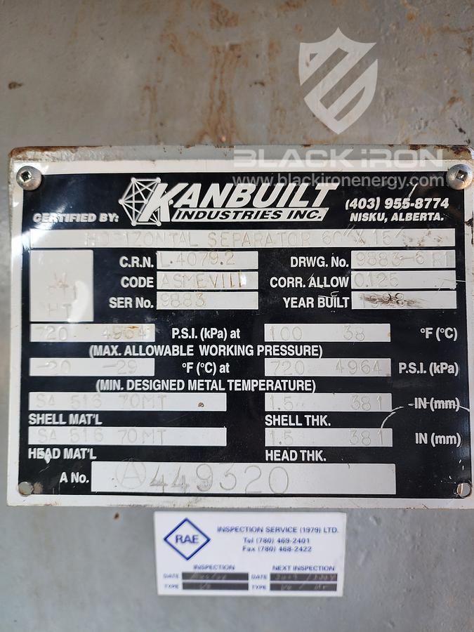 Used Horizontal 2 Phase Separator Sour