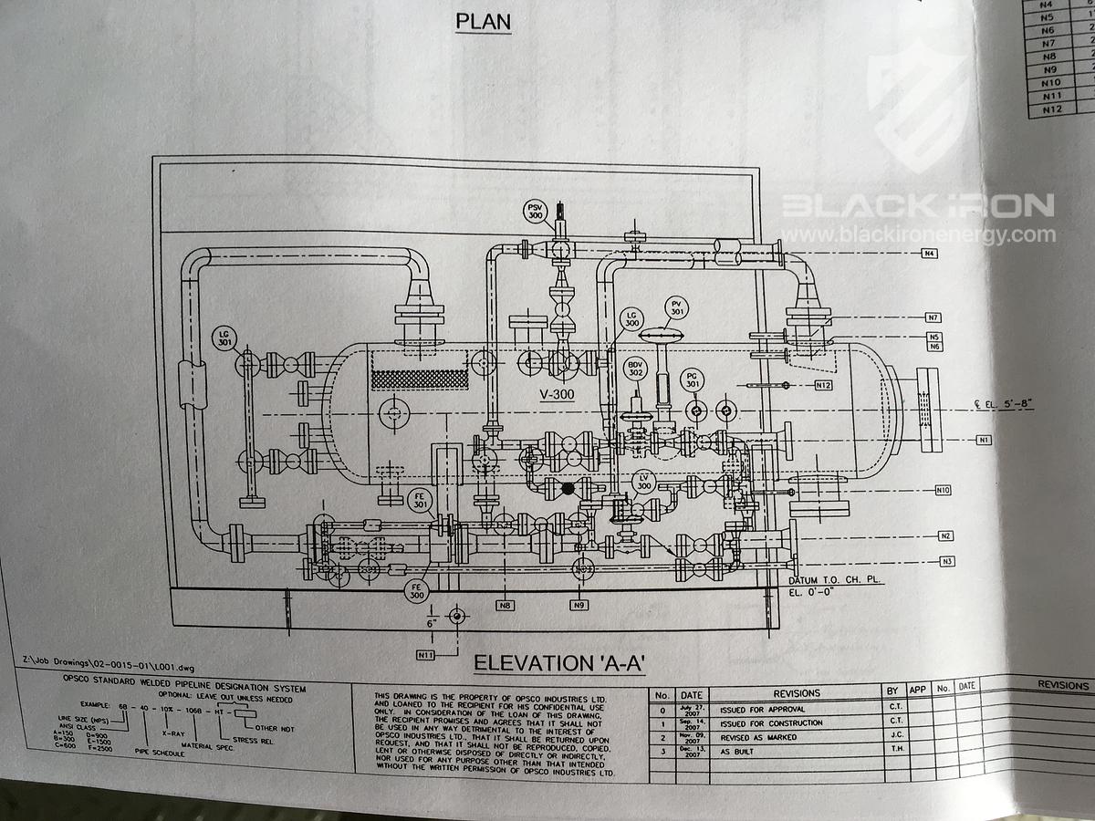Used 48" X 16' 2127 psi Sour Horizontal 3 Phase Separator