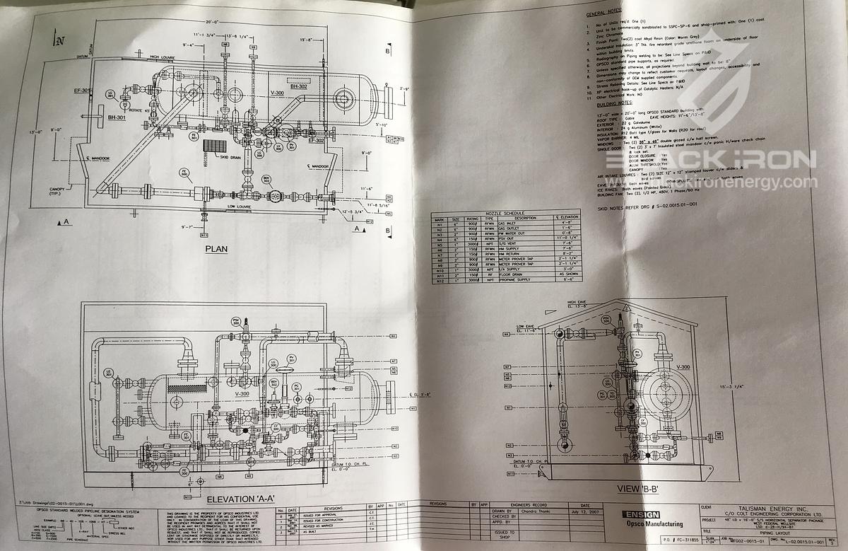 Used 48" X 16' 2127 psi Sour Horizontal 3 Phase Separator
