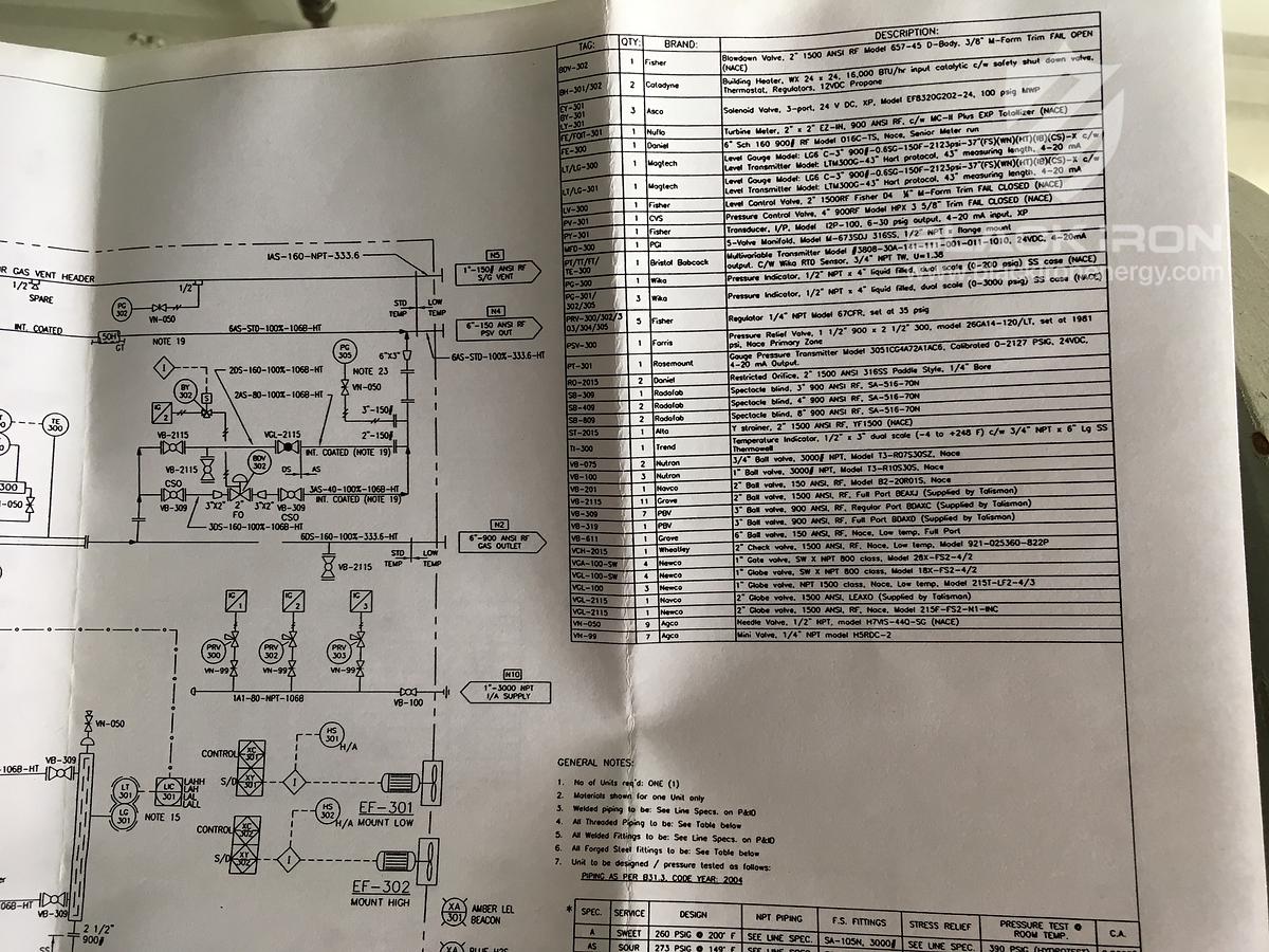 Used 48" X 16' 2127 psi Sour Horizontal 3 Phase Separator