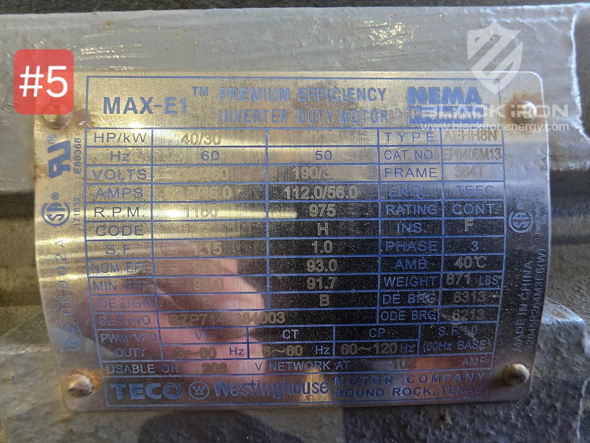 Used Teco 40/30 HP Electric Motor