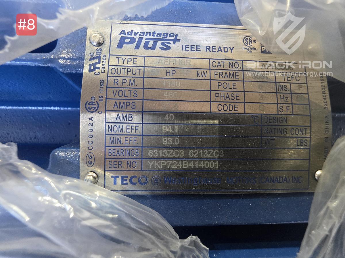 (2) Teco 50 HP Electric Motors