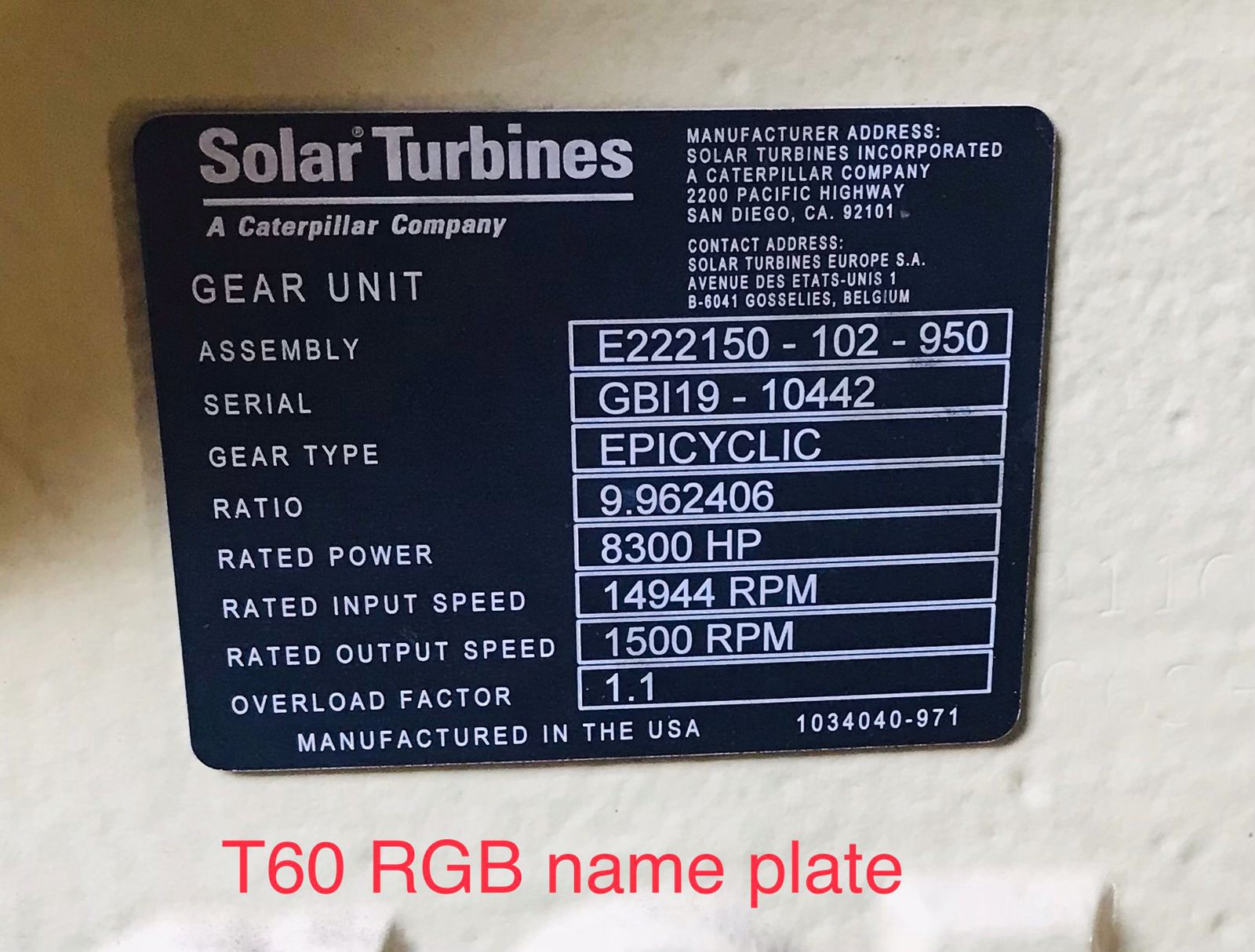 Used 5500 Kw T60 Gas Turbine