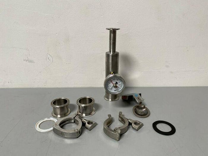 Used Stainless Steel Column w/ 2" Santrix 96 PSIG Rupture Disc & Pressure Gauge