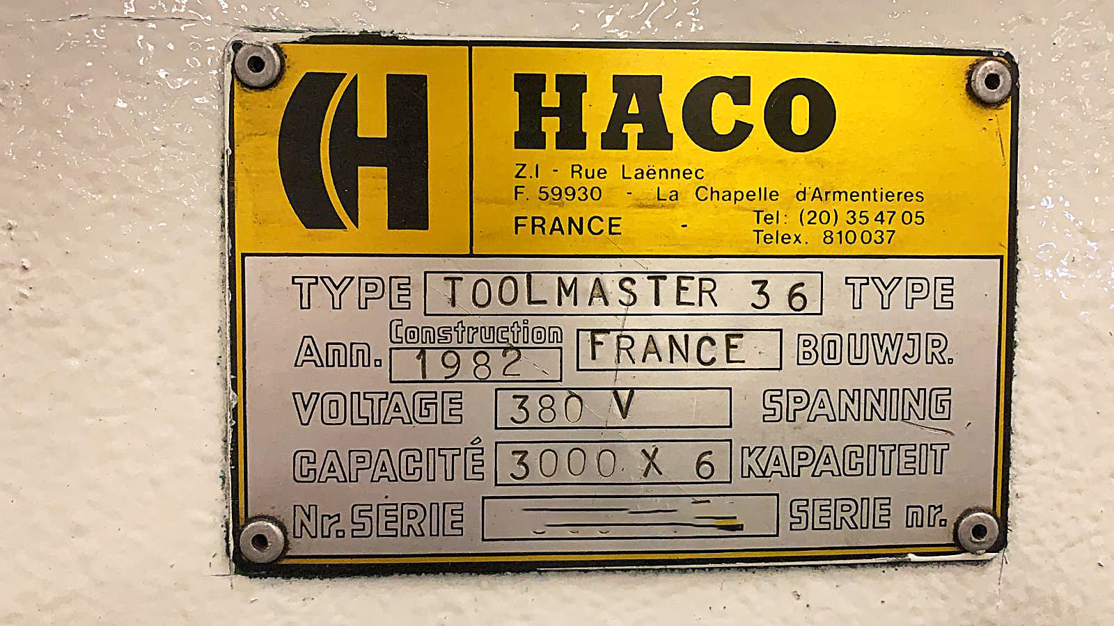 Used HACO TOOLMASTER 36 - 1998