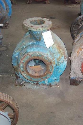 Used Goulds 3175 Pump, 6X8X14, 2-Vane Impeller, 13 1/2" Impeller Diameter, Ductile Iron Casing, Ductile Iron Suction Side Plate, Ductile Iron Stuffing Box, Stainless Steel Impeller, Packing #19336