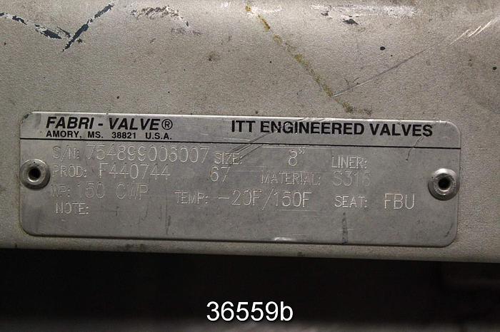 Used Fabri 8" Hand Operated Knife Gate Valve, F440744 67 #36559