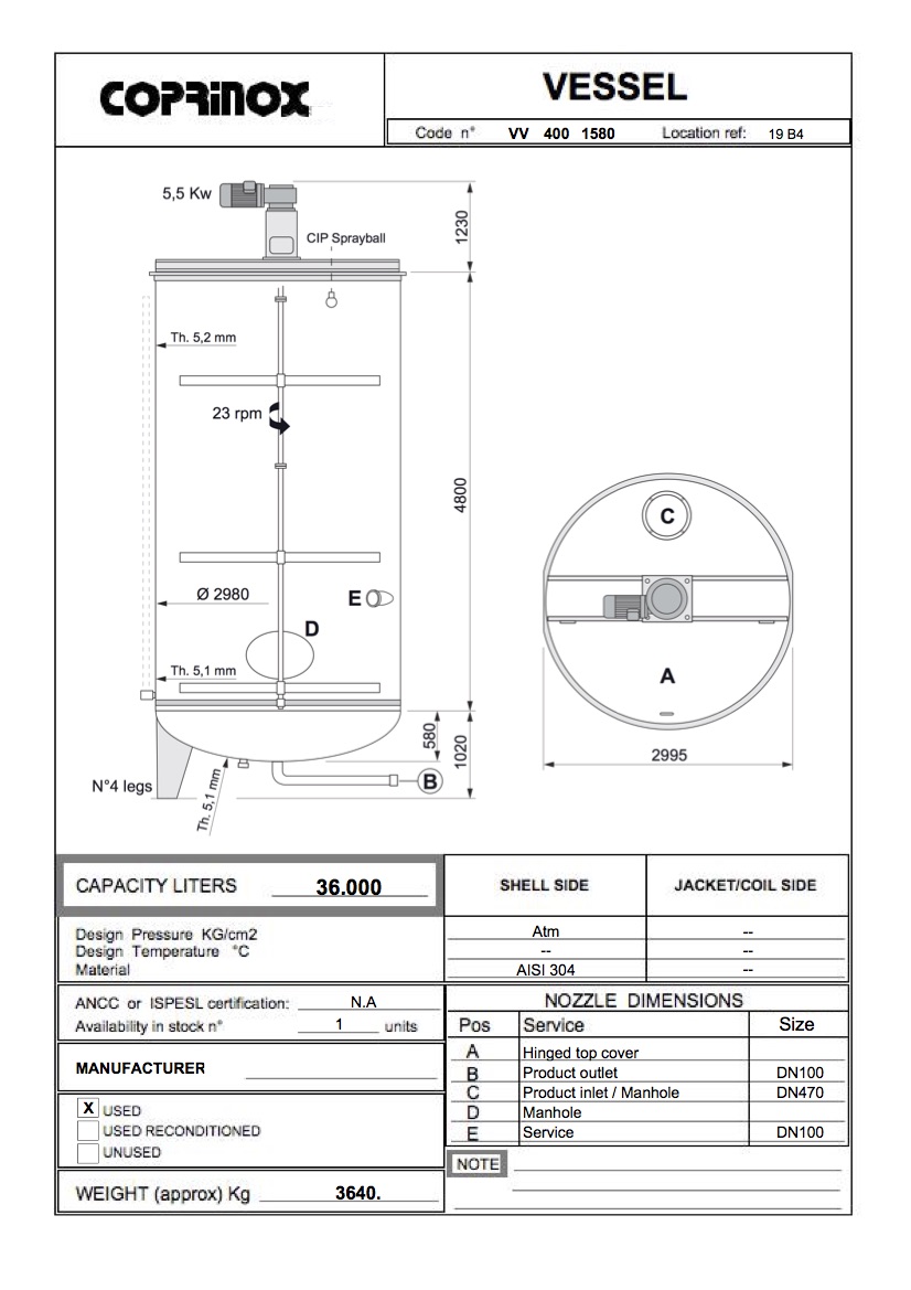 Usato Serbatoio con agitatore, da 36000 Litri