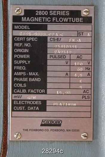 Used Foxboro 2891-sbbb-ppa-g 1/2" Magnetic Flow Tube, #28294
