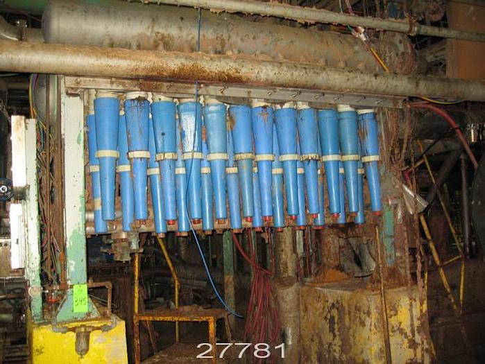 Used Celleco 350 Low Density Cleaner System, 4 Stage, Primary Bank 48 Cleaners, Secondary Bank 16 Cleaners, Tertiary Bank 6 Cleaners, With Rcc #27781