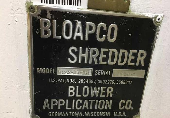 Used 60" BLOAPCO MDL. 3CAX - 2558H  FLOOR MOUNTED SHREDDER