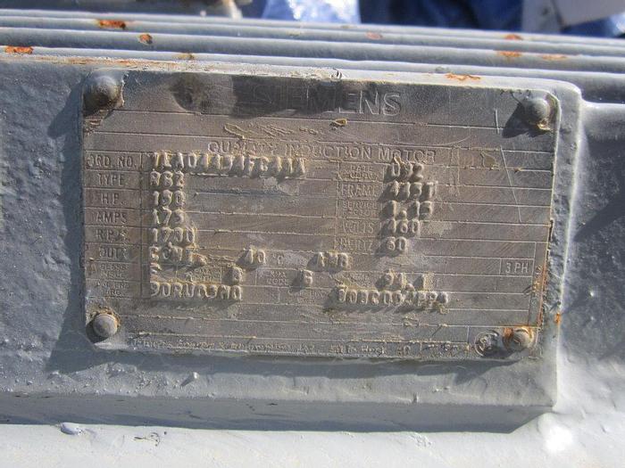 Used Motor, 150 HP, Siemens, 460 Volt, 1730 RPM, Frame 443T #S739627