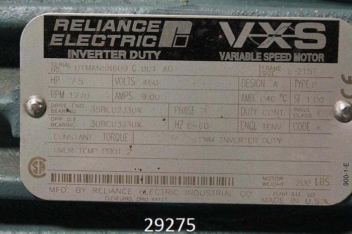 Used Reliance  Ac Motor, 3 Phase Variable Speed Motor #29275