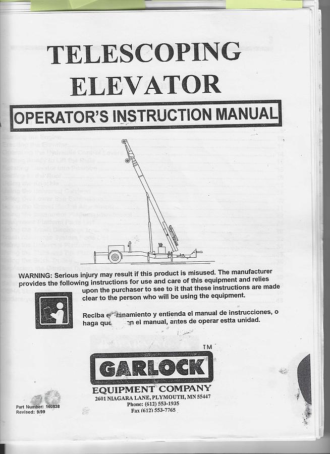 Used Garlock Paus Aluminum Telescopic Elevator