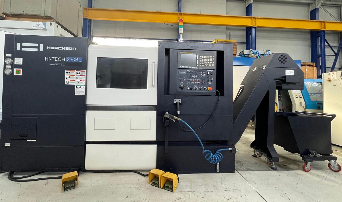 Used 2019 Hwacheon 2 axis CNC lathe Hi-tech 230 BL - machine almost new