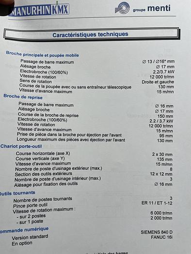 Used Manurhin Menti KMX 413