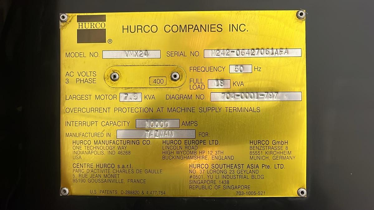 Used HURCO VMX 24 vertical machining center