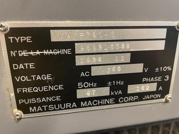 Used horizontal machining center MATSUURA MAM 700HG