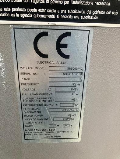 Utilisé HMC MORI SEIKI SH5000/40 double palet in perfect condition