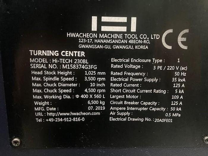 Utilisé 2019 Hwacheon CNC lathe Hi-tech 230 BL