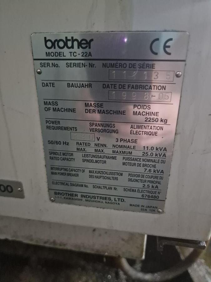 Used Brother TC-22A  vertical machining center - tapping