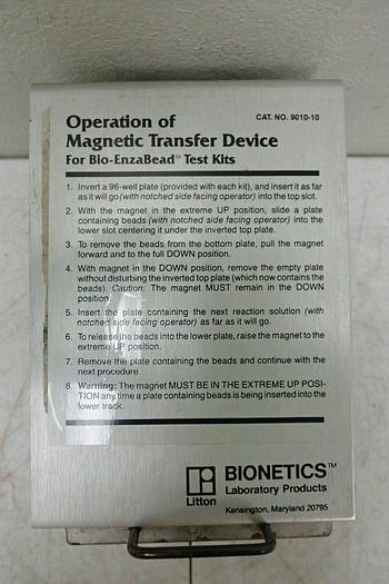 Used Bionetics 9010-10 Operation of Magnetic Transfer Device / Bio-EnzaBead Test Kits