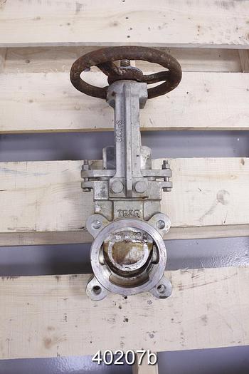 Used Rovalve 3" Hand Operated Knife Gate Valve, Stainless Steel #40207