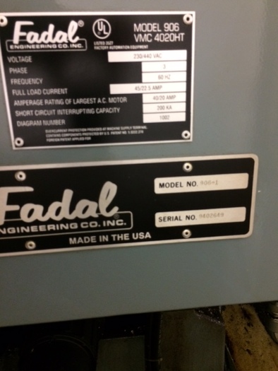 Used 1994 FADAL VMC 4020 W/ Exteded 28" Z"