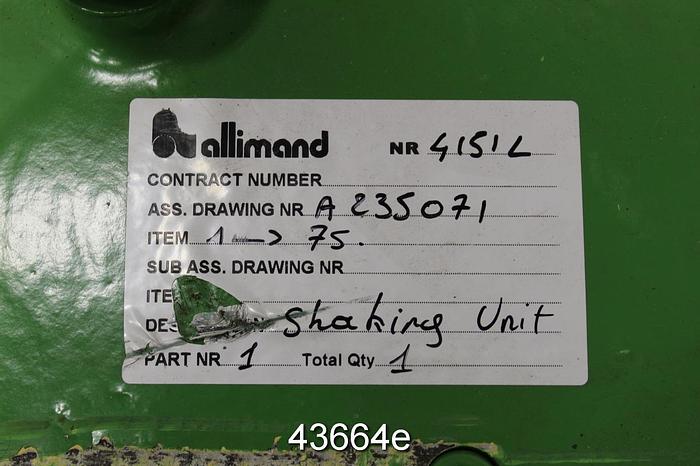 Refurbished Alliman Fourdrinier Shaking Unit #43664