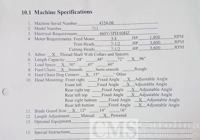 Used Tyler Model 711 Double End Tenoner & Trim Saw