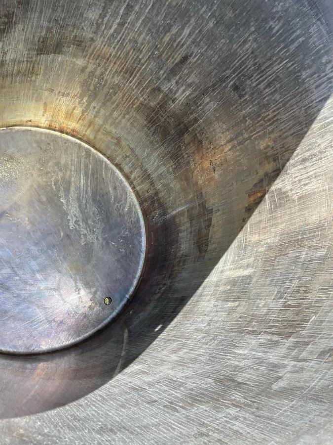 Used 325 Gallon Vertical Stainless Steel Tank With Open Top Slope Bottom