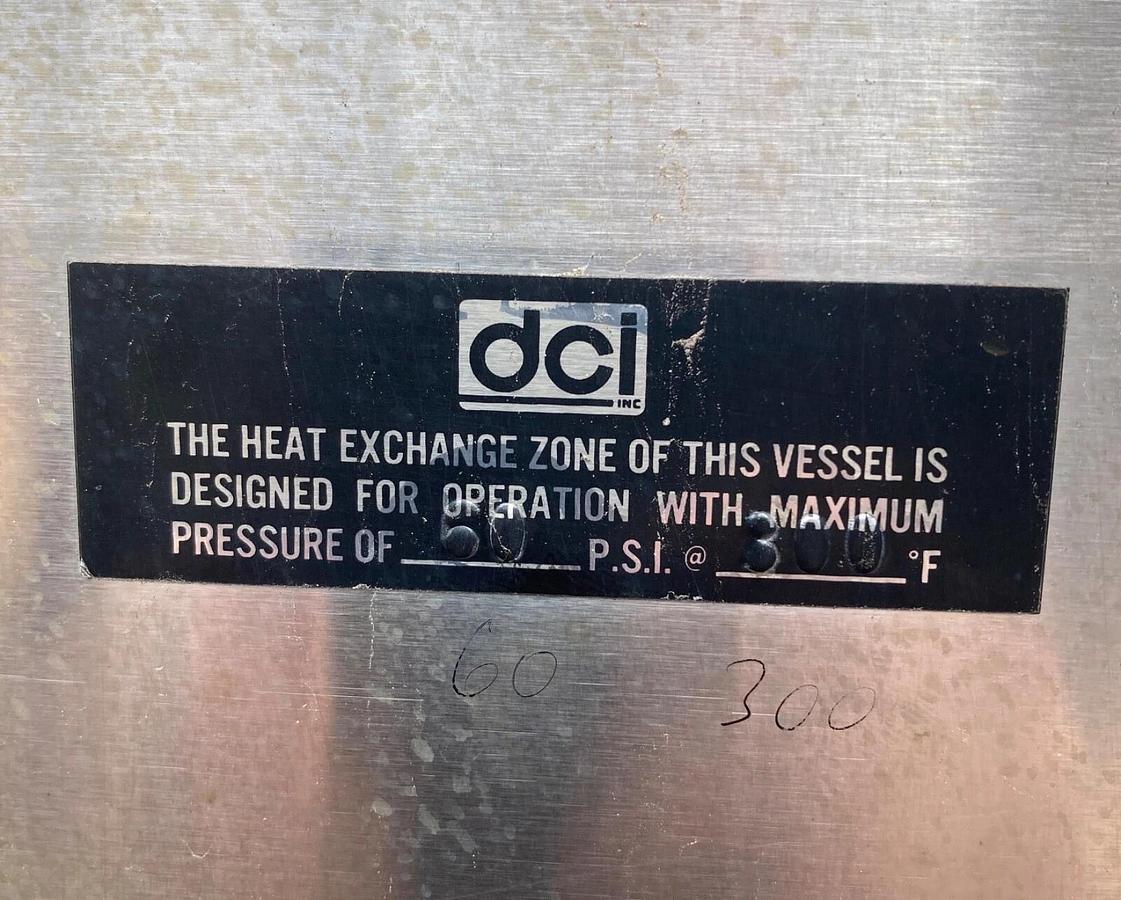Used 3000 Gallon Stainless Steel Jacketed Processor mfg by DCI 60 PSI Sweep Agit