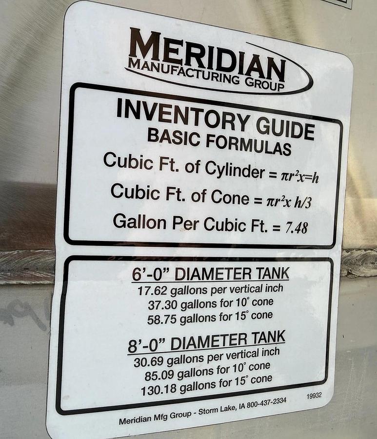 Used 3400 Gallon Stainless Steel Vertical Storage Tank – Meridian – 6’ Dia x 18’ Long