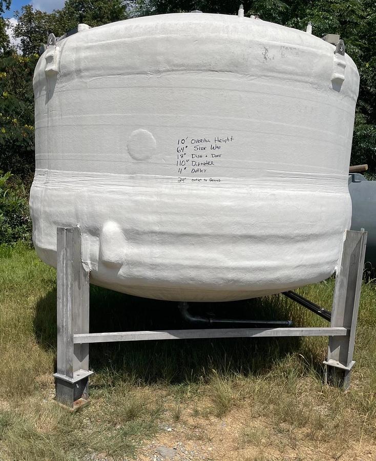 Used 500 Gallon 304 Stainless Steel Food Grade Tank with Dome Top and Cone Bottom