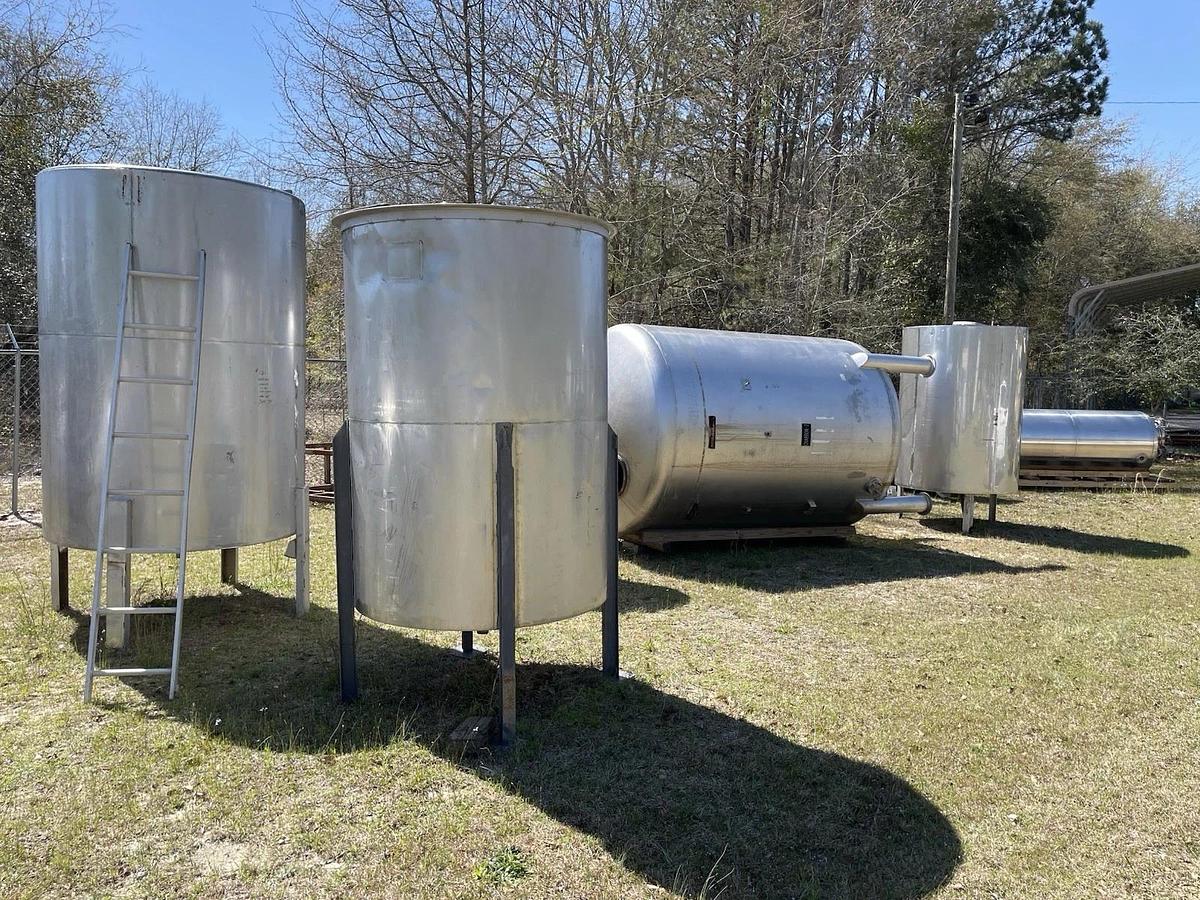 Used 600 Gallon Stainless Steel Mix Tank Cone Bottom , Open top