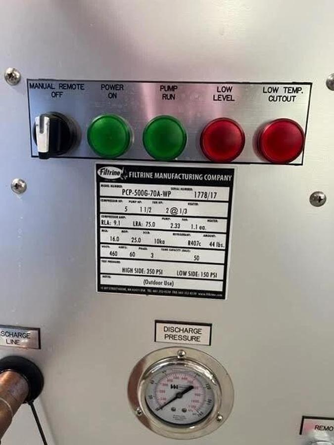 Filtrine PCP-500-70A WP Chiller  Filtrine Manufacturing Never Used