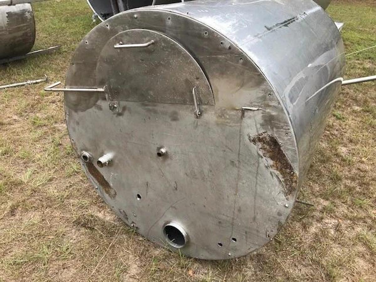 Used 500 Gallon 316 Stainless Steel Insulated Tank Closed Top , Cone , Hinged  Lid