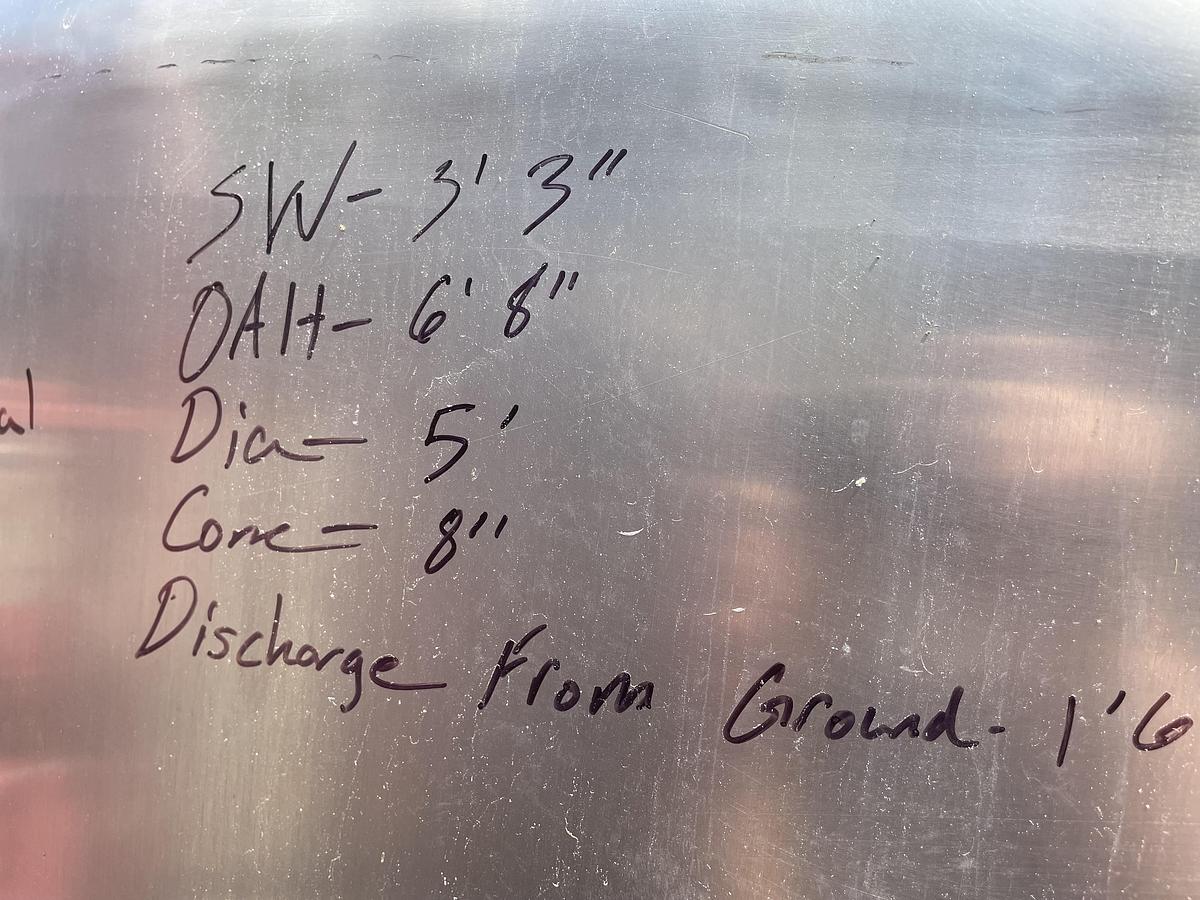 Used 500 Gallon Food Grade Tank with Dome Top and Cone Bottom - Stainless Steel