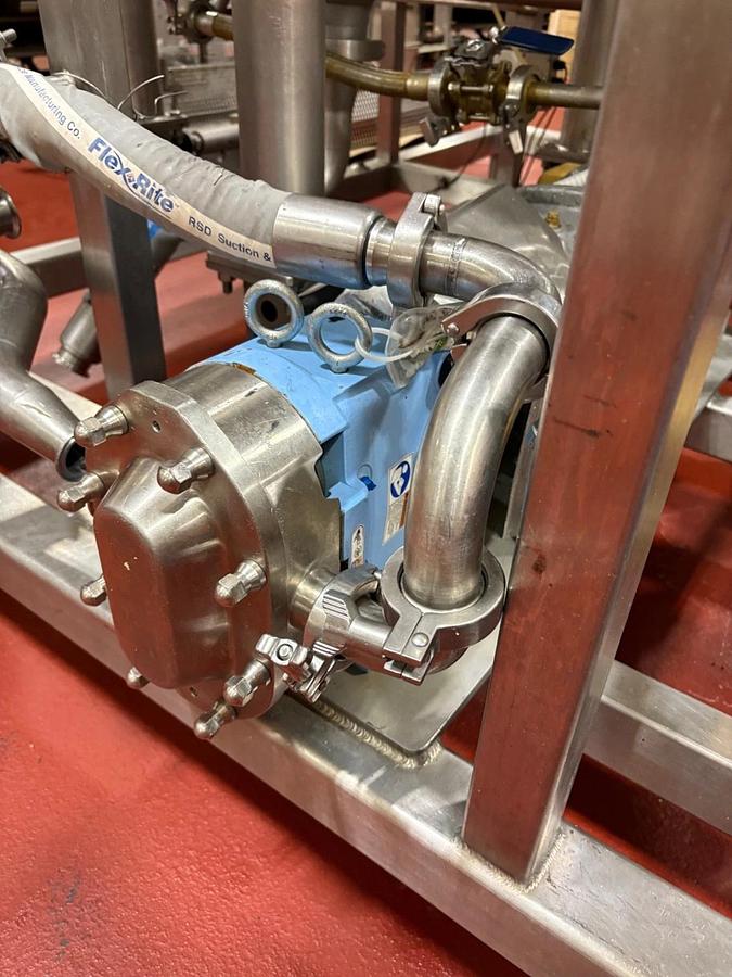 Used Groen TA-150 Stainless Steel Jacketed Scrape Surface Kettle Skid & Pumps Heat X