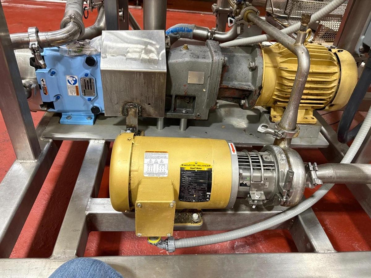 Used Groen TA-150 Stainless Steel Jacketed Scrape Surface Kettle Skid & Pumps Heat X