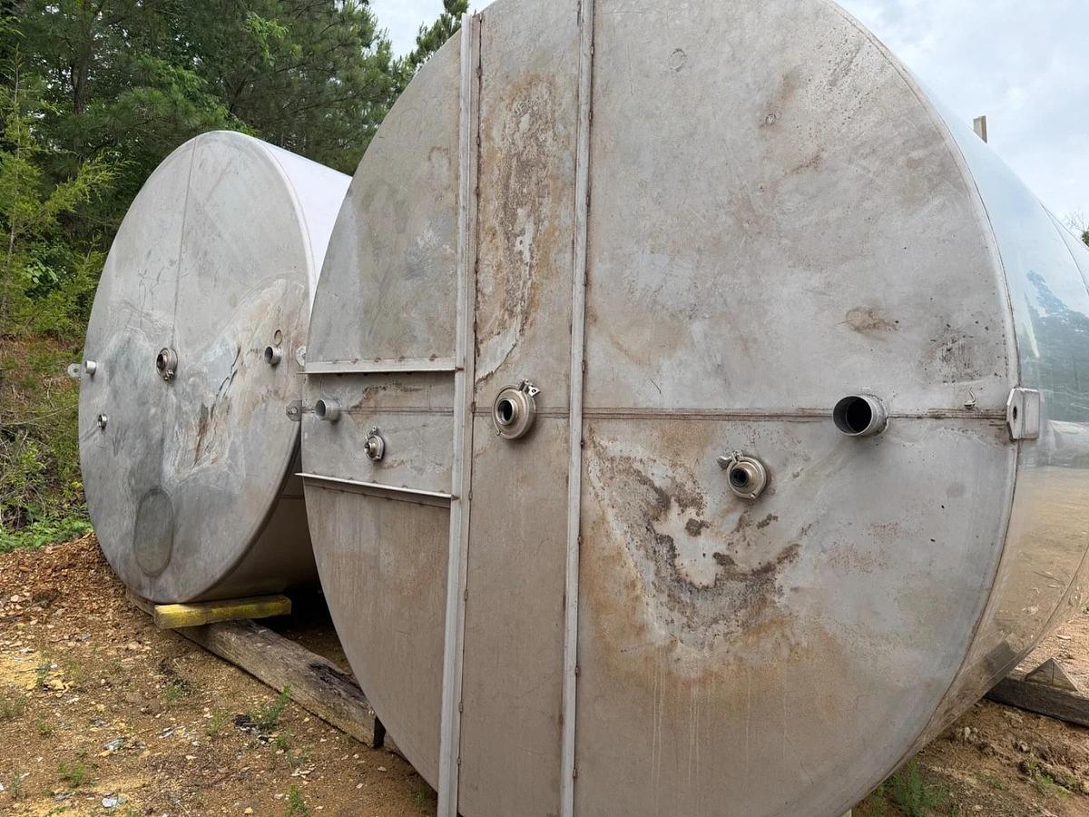 Used 6500 Gallon 304 Stainless Steel Storage / Holding Tanks Food Grade – 2 Available