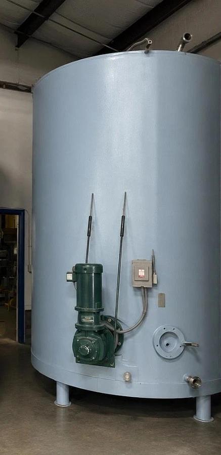 Used 2500 Gallon Vertical Jacketed Stainless Steel Mix Tank w/ 5 HP Agitator  4 avail