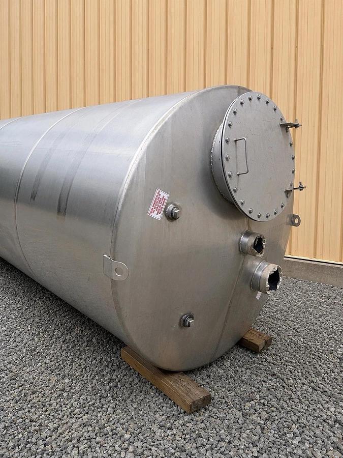 Used 3400 Gallon Stainless Steel Vertical Storage Tank – Meridian – 6’ Dia x 18’ Long