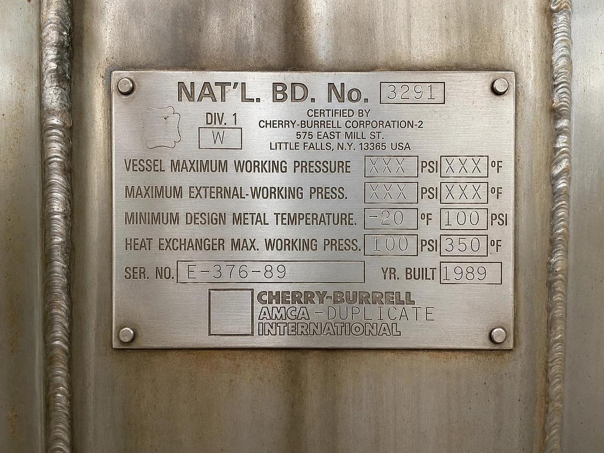 Used 4000 Gallon SS Cherry-Burrell Stainless Steel Dual Motion Mixing Processor Tank