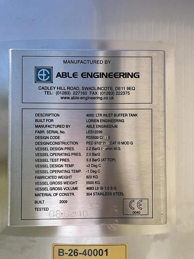 Used 1000 Gallon 4000 L 304 Stainless Steel , Vacuum rated Tank Dish / Dome