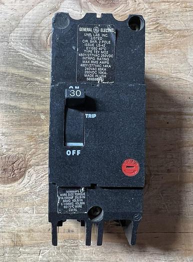 Used TEY230 GE 30 Amp 2 Pole Bolt On Circuit Breaker