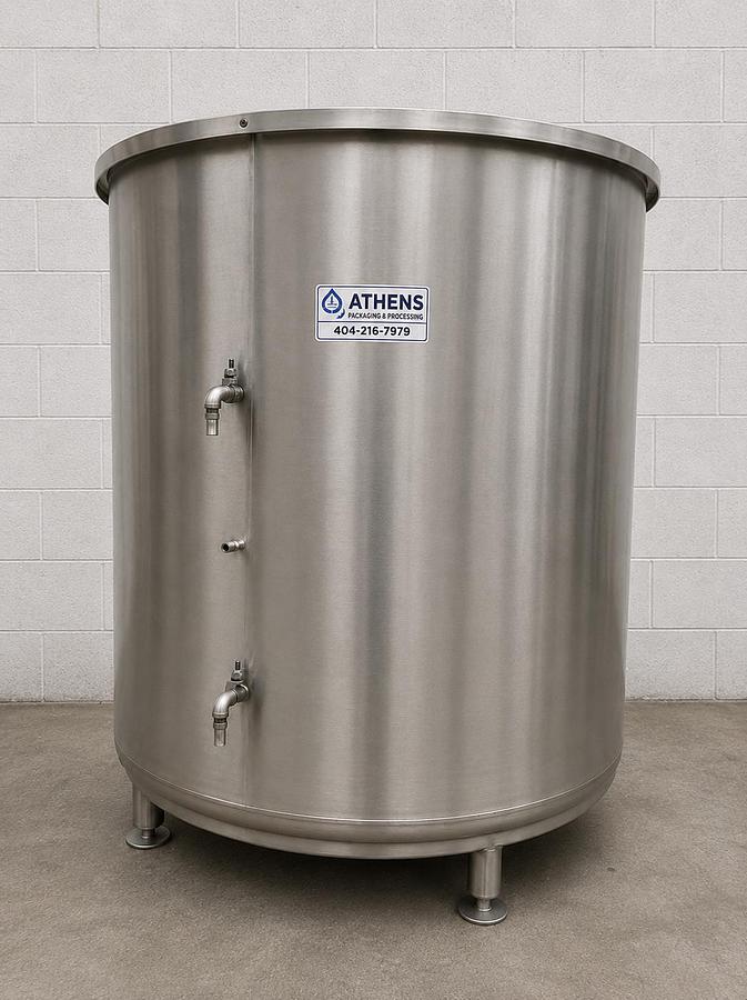Refurbished 1500 Gallon 304 Stainless Steel Slope Bottom Tank – Beverage Industry – Excellen