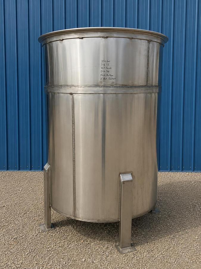 500 Gallon 316 Stainless Steel Mix Tank Cone Bottom Heated Coil Open Top
