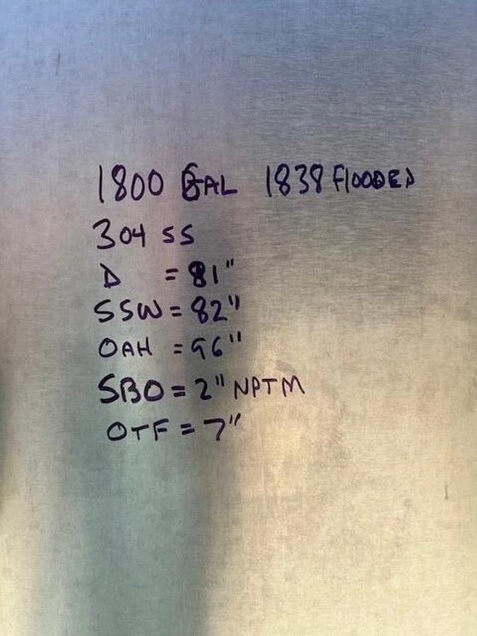 1500 Gallon Stainless Steel Jacketed Tanks Sanitary Open Top total of 6