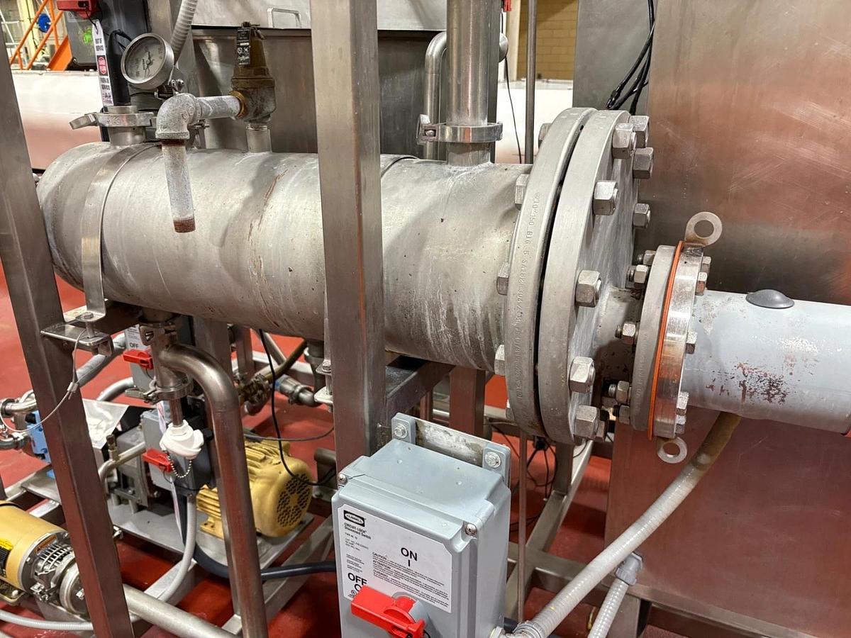 Used Groen TA-150 Stainless Steel Jacketed Scrape Surface Kettle Skid & Pumps Heat X